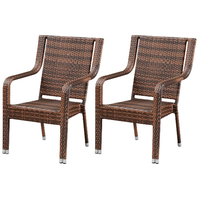 Tropical Rattan Patio Dining Armchair with Arm Dining Armchair