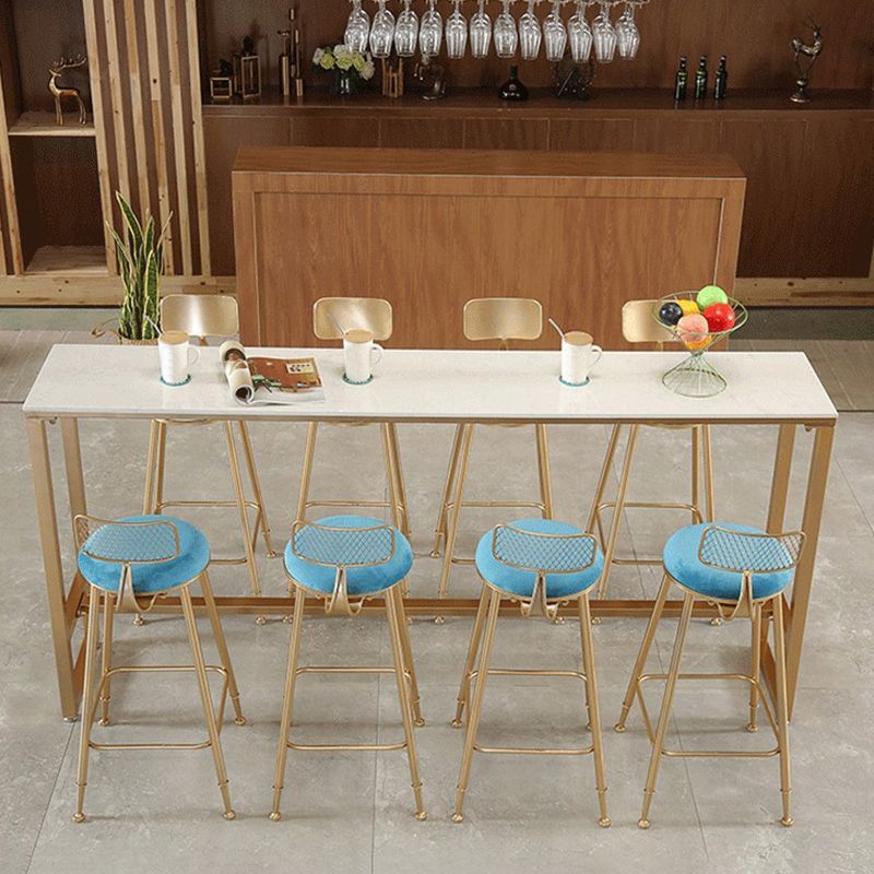 Modern Bar-height Table FauxMarble Top Bistro Bar Table with Gold Base