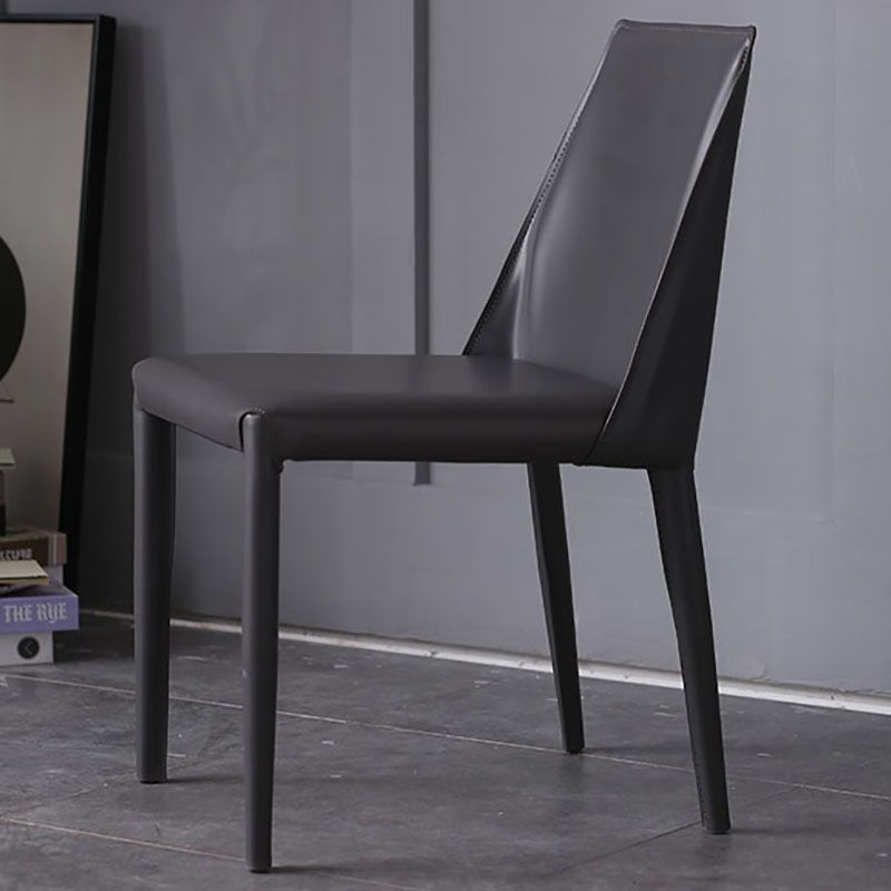 Contemporary Leather Chairs Set Kitchen Dining Room Solid Back Side Chair