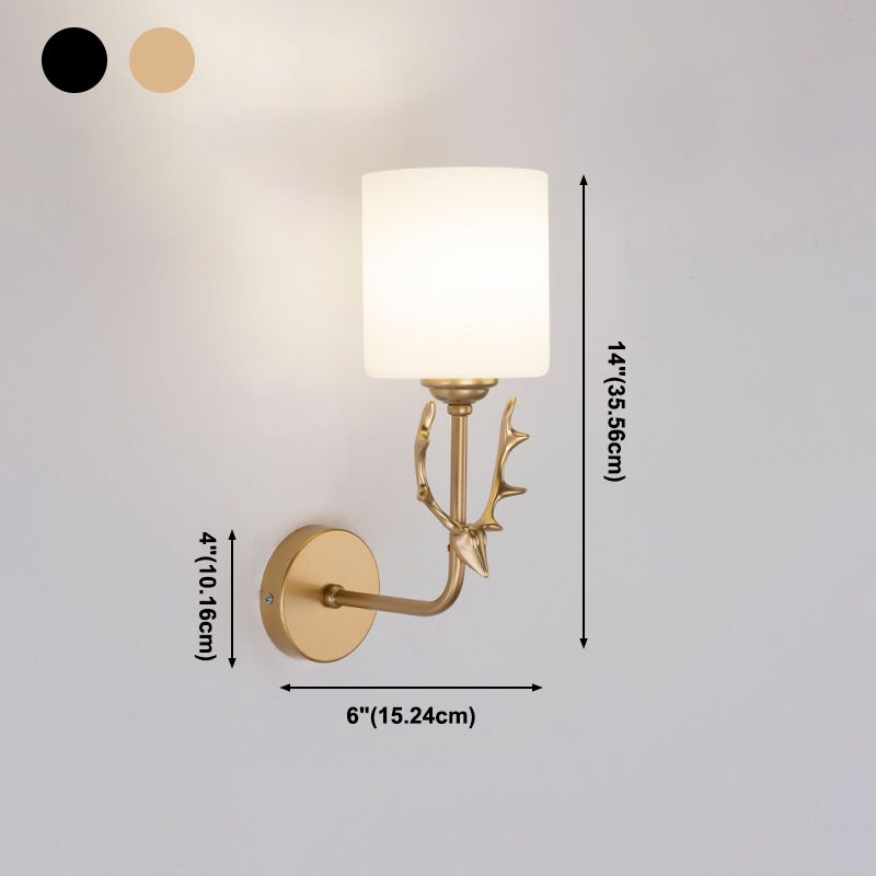 Lámpara de luz cilíndrica de vidrio de estilo simple lámpara de pared de una cabeza para dormitorio