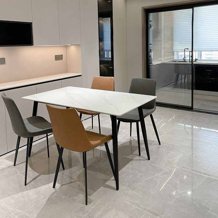 Simple Home Sintered Stone Dining Table Rectangle Shape Dining Table with 4 Legs Base