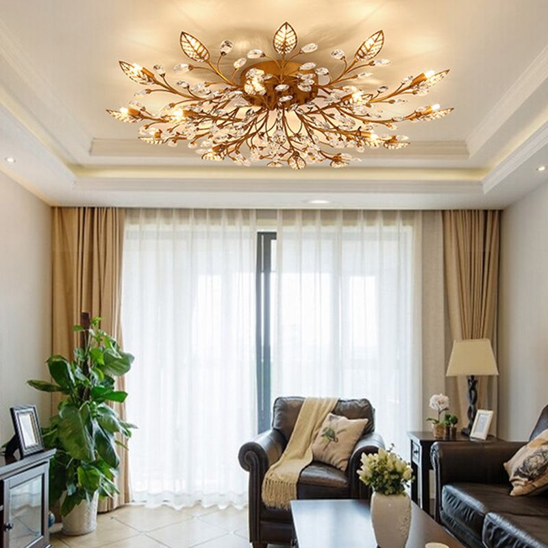 Lámpara de techo radial de múltiples luces de múltiples iluminación de techo de cristal de estilo moderno para sala de estar