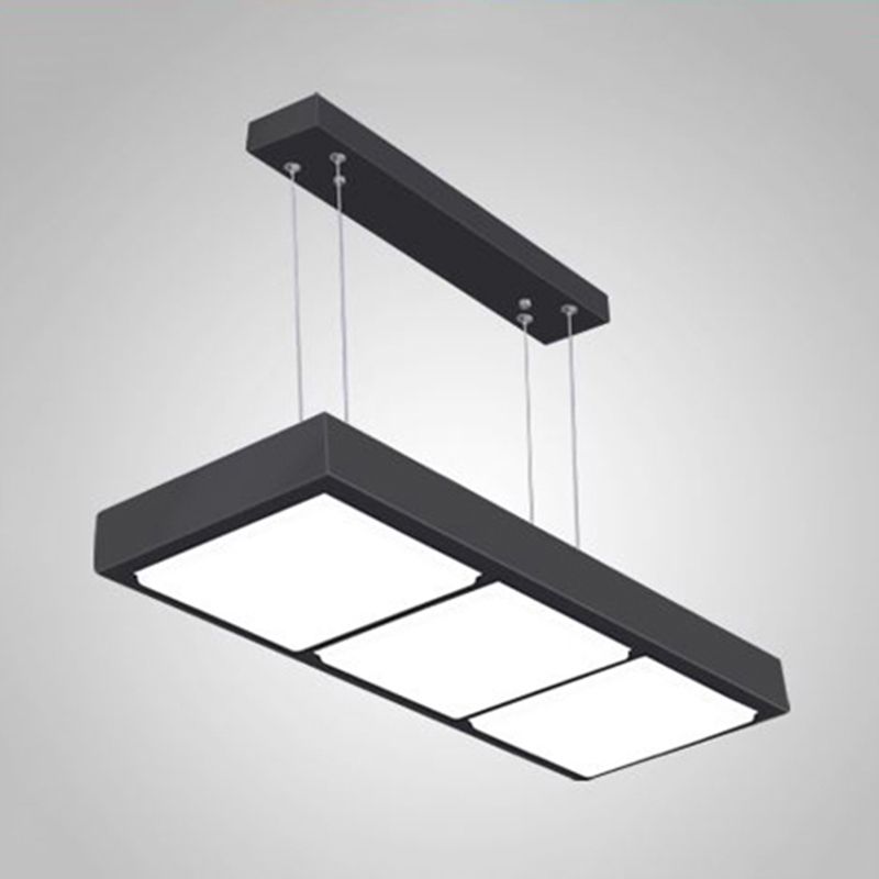 Rectangular Island Lamp Modern Metal 3/4/5 Lights Black/White Office Hanging Light in Warm/White