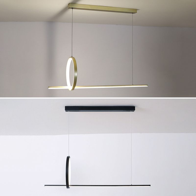 Modern Minimalist Style Linear Island Light Fixture Metal Pendant Light