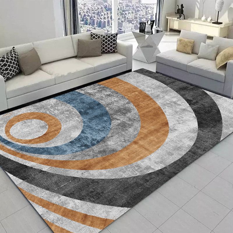 Yellow Geometric Print Area Rug Modern Polyester Area Carpet Non-Slip Backing Rug for Living Room