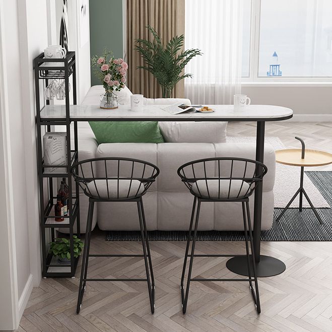 Modern 1/3 Pieces Bar Table Set Stone Counter Table with High Stools for Cafe Living Room