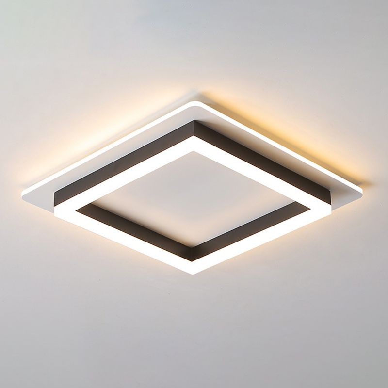 Square Flush Mount Modern Metal Flush Ceiling Light Fixture for Bedroom