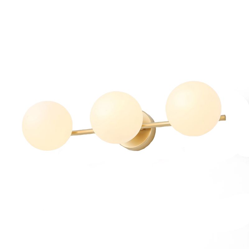 Modern Metal Wall Sconce Ball Shape Wall Light with Glass Shade for Bedroom in Gold