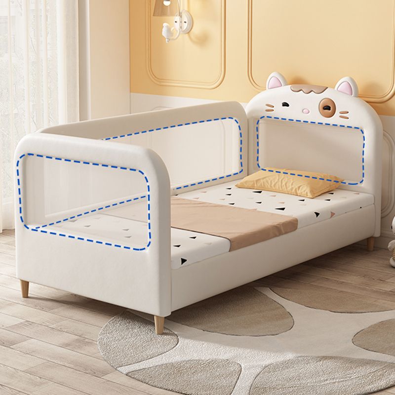 Solid Wood Twin Size Kids Bed Modern White Cat Bed Frame with Mattress