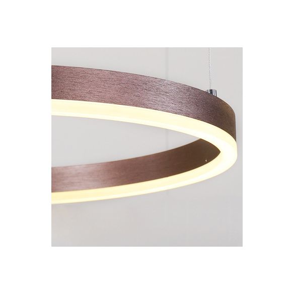 Lampadella a base di anello circolare a LED a più livelli Light con un ciondolo di illuminazione in alluminio spazzolato a tonalità acrilica nel caffè