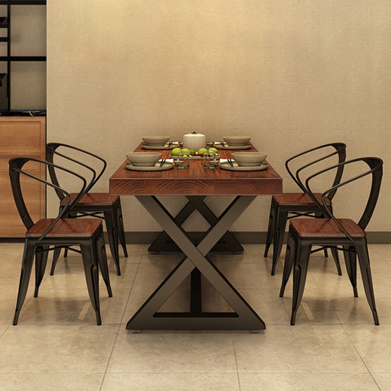 Industrial Dining Table Set 1/2/5 Pieces with Metal Base Kitchen Furniture Set