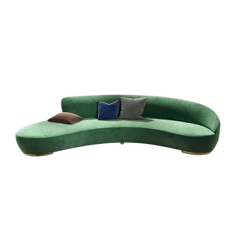 Contemporary Velvet Curved Sofa Tight Back Sloped Arm Settee