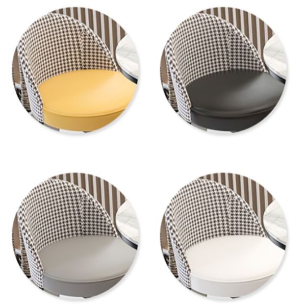 Modern Leather Footrest Counter Chair Bucket Bar Stool with Black Base