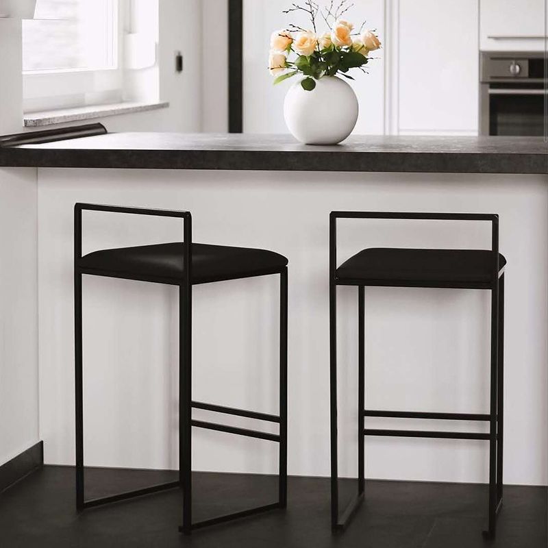 Nordic Steel Low Back Barstool Simple Indoor Tall Stool with Upholstered