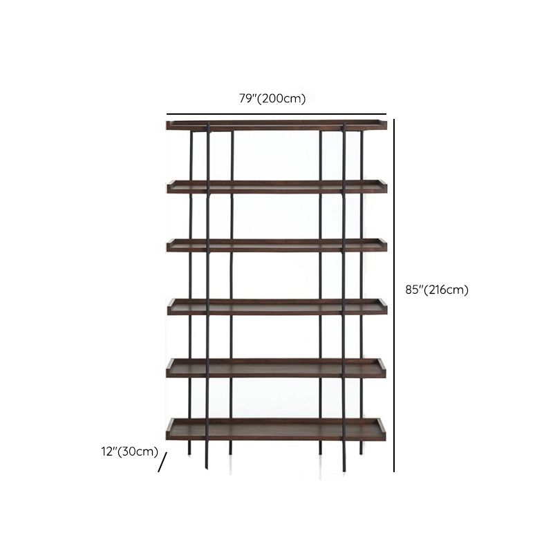 Etagere Open Back Bookshelf Wooden Industrial Bookcase with Shelves