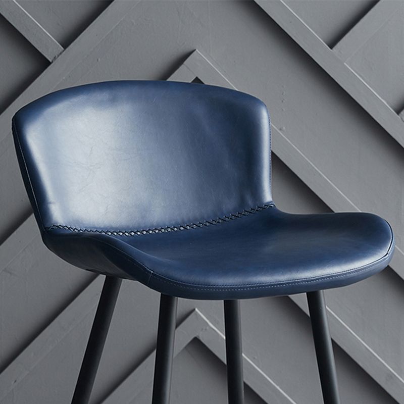 Contemporary Armless Bar Stool Faux Leather Bar Stool for Living Room