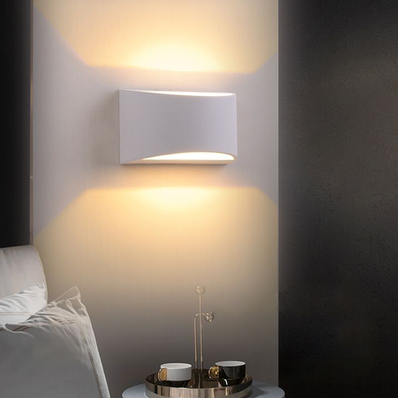 Contemporary Style Half-Cylinder Wall Mounted Light Metal 2 Lights Wall Washer Sconce in White