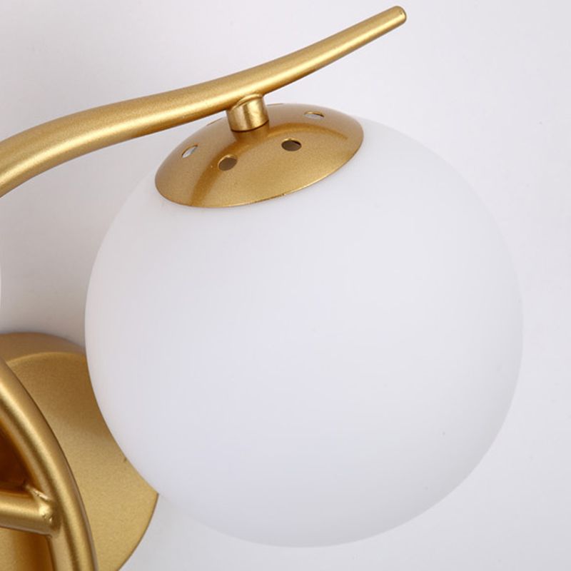 Modern Metal Wall Sconce Minimalist Glass Ball Shade Wall Light Fixture