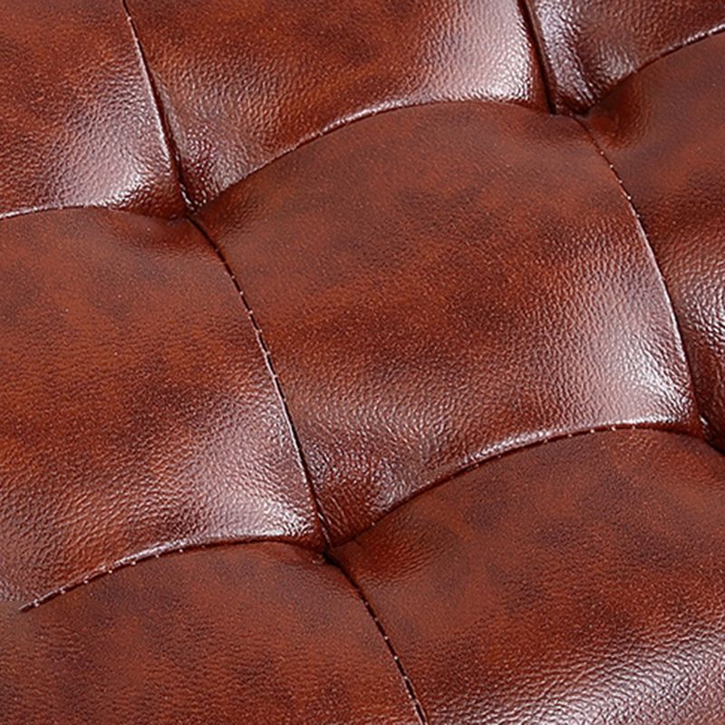 Modern Dark Brown Cube Solid Color Square Leather for Living Room