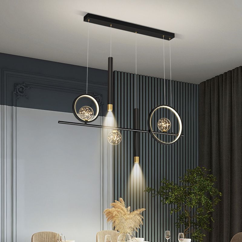 Iluminación colgante lineal luces colgantes contemporáneas para isla de cocina con sombra de metal