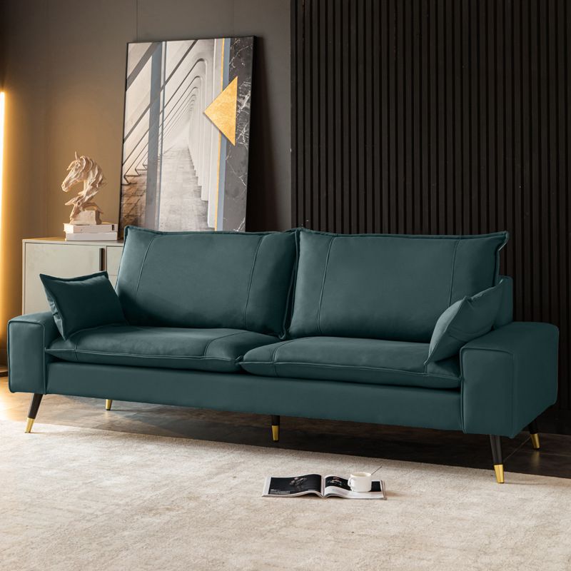 Imitated Leather Upholstered Sofa with Pillow Back Latex/sponge Padding