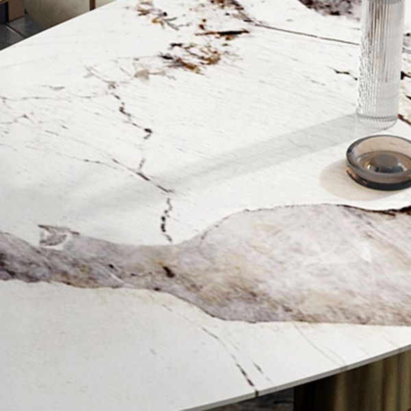 Oval Sintered Stone Dining Table Luxury Kitchen Table with 3 Legs in Gold