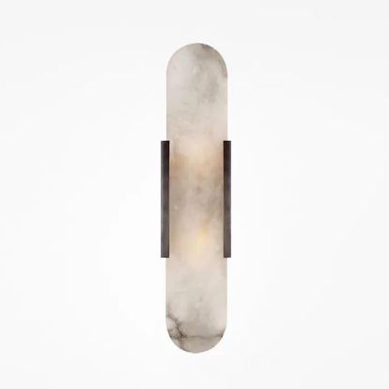 Stone Oval Wall Sconce Lighting Modern Style 2 Lights Wall Lamps