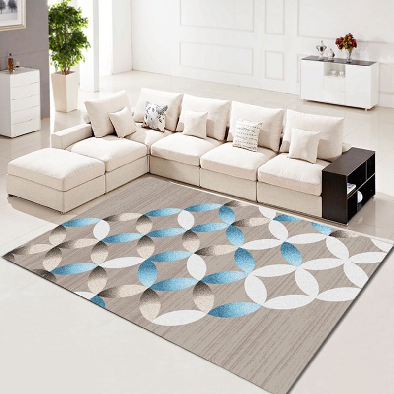 Modern Beige Rug Polyester Graphic Indoor Rug Washable Rug for Home Decor