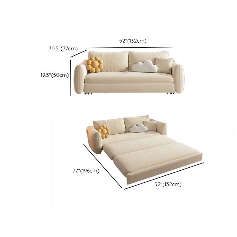 Glam Futon Sofa Bed Fabric Square Arms Futon Sleeper Sofa Bed