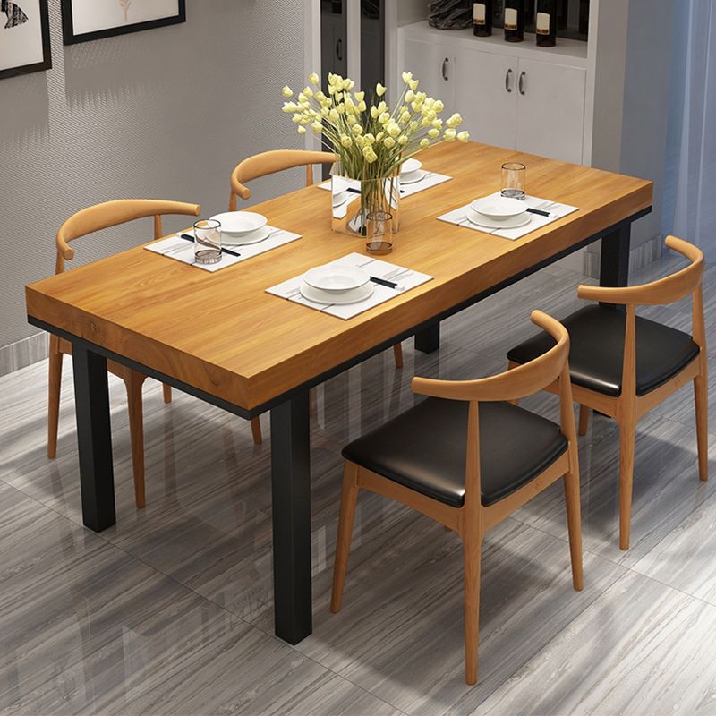 Light Wood Finish Industrial Dining Set 1/2/5 Pcs Pine Wood Dinette Set