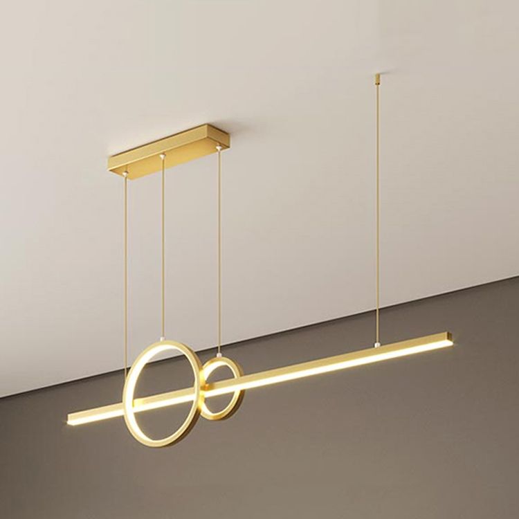 Modern Metal Island Light Geometric Gold LED Island Pendant for Dining Room