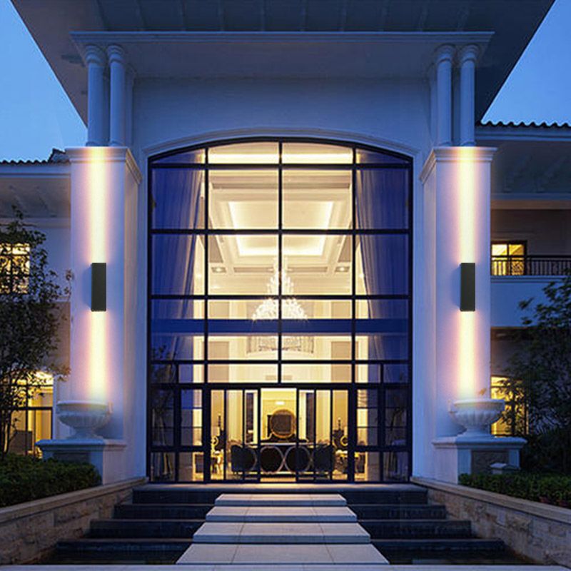 Modern Black Aluminum Wall Light Fixture 2-Light Outdoor Wall Sconce Light