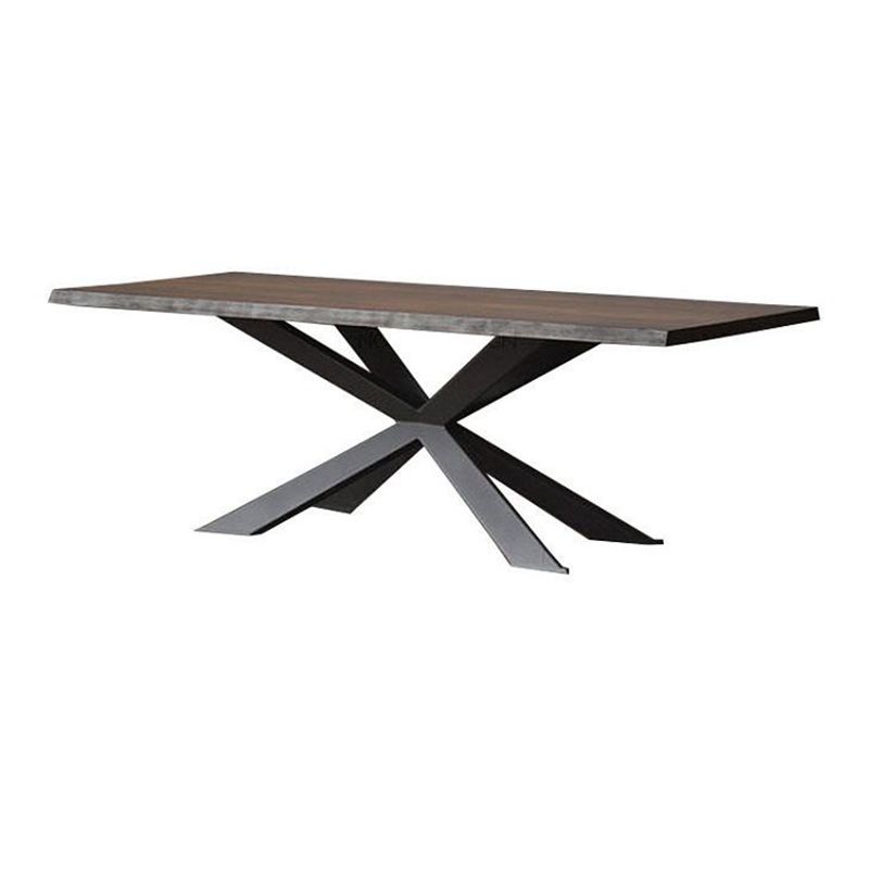 Rectangle Black Base Dining Table Industrial Wood Table for Dining Room