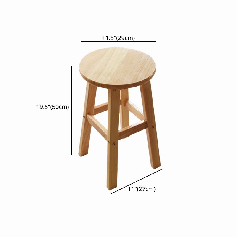Minimalist Design Solid Wood Bar Stool Backless Counter Chair with Wood Base