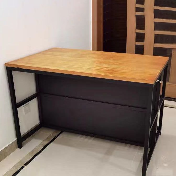 Solid Wood Prep Table Rectangle Island Table for Kitchen Room