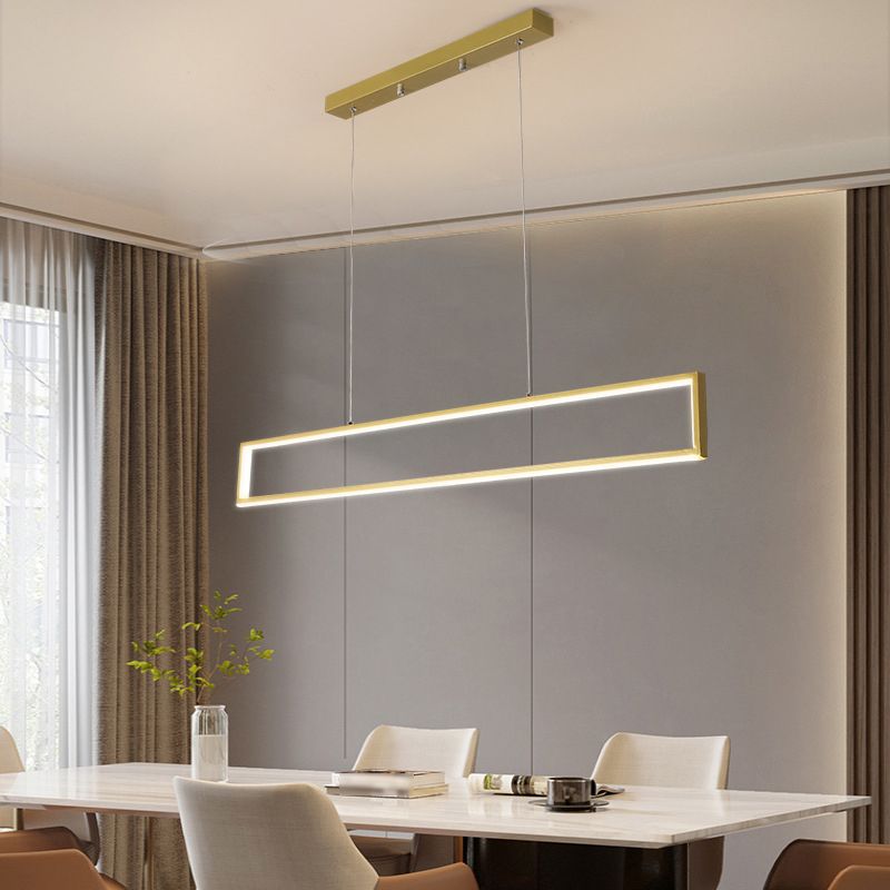 Rectangle Shape Island Pendant Contemporary Style Metal 1 Light Pendant Lighting Fixture