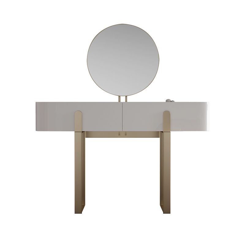 2-Drawer Vanity Makeup Table Set Glam Slate Top Dressing Table