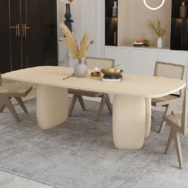 Pine Solid Wood Table Modern Rectangle Dining Table with 3 Legs for Restaurant