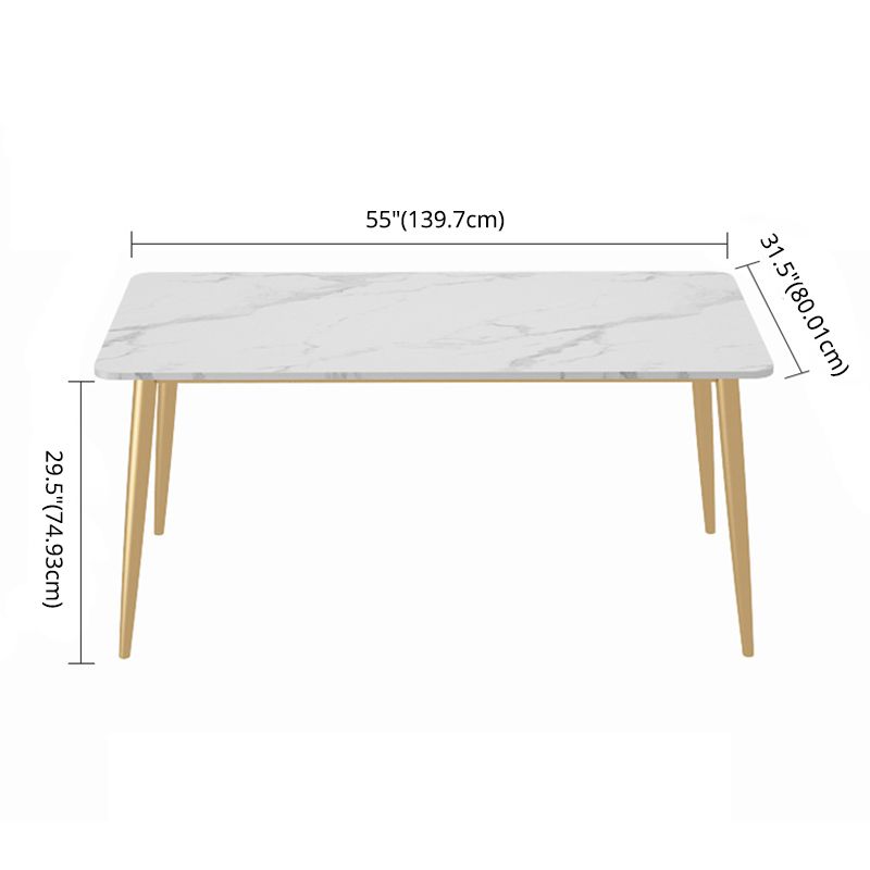 Minimalist Style Rectangular Sintered Stone Dining Set White Standard Dining Set for Kitchen