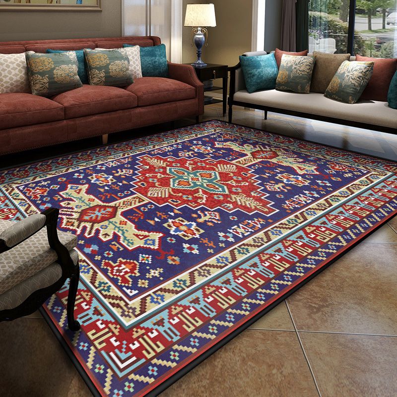 Turkish Symmetric Geometric Pattern Rug Multi Colored Polypropylene Rug Pet Friendly Non-Slip Stain Resistant Carpet for Hall