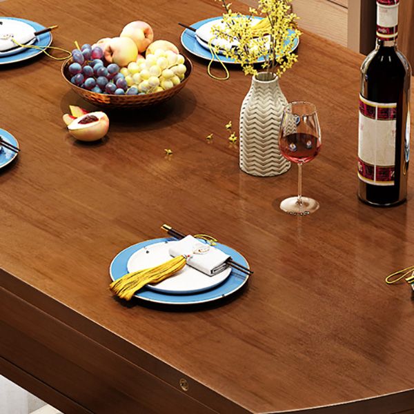 Traditional Wood Scalable Dining Table Rubber Base for Dining Room