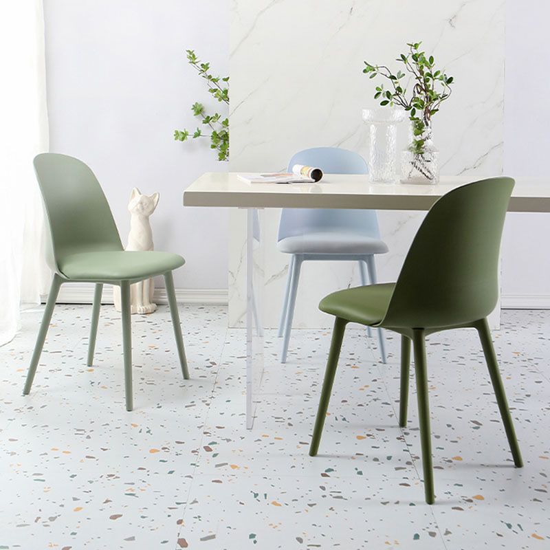 Silla lateral escandinava de plástico sin brazos, silla con respaldo sólido para el hogar