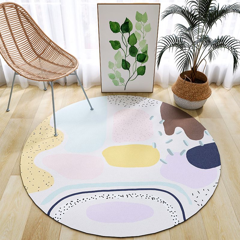 Light Pink Striped Rug PVC Minimalist Rug Non-Slip Backing Rug for Home Decor