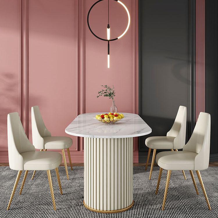 Mesa de comedor de lujo de doble pedestal oval