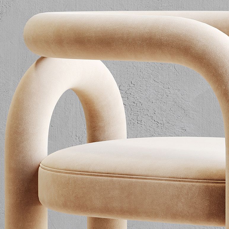 Matte Finish Open Dining Chair Designer Style Living Room Velvet Arm Chair