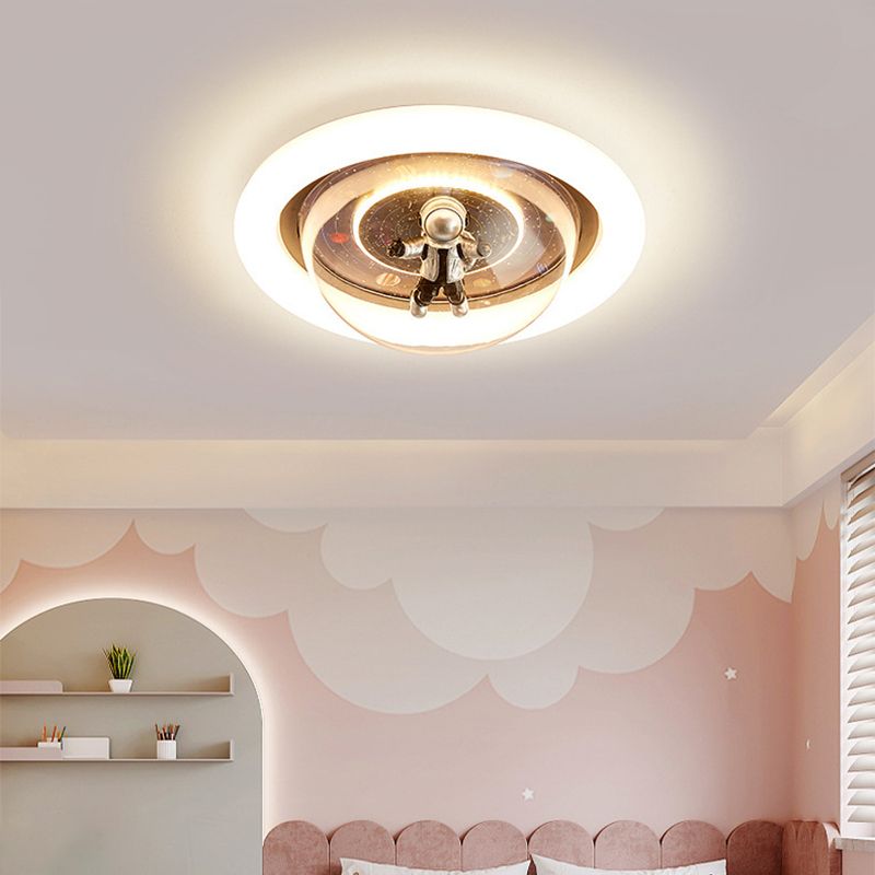 Round Shape Metal Flush Light Kid Style 2 Lights Flush Mount Ceiling Lights