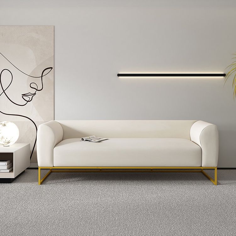 Modern 27.55" H Wood Frame Tuxedo Arm Sofa in White for Living Room