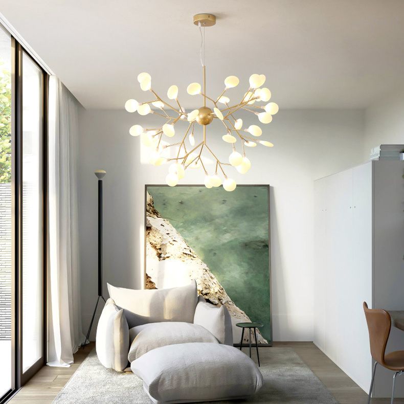 Gold Fireflies Chandelier Light Fixture Simplistic Acrylic Pendant Chandelier for Bedroom