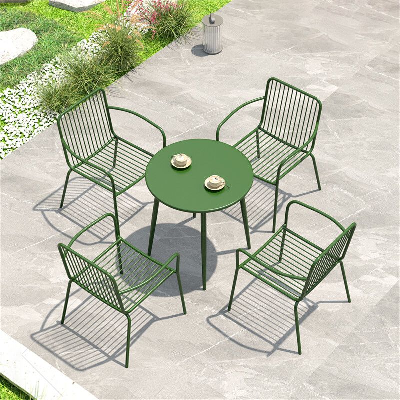 Modern Outdoor Bistro Table Set 1/2/5/7 Pcs Green Metal Bistro Set