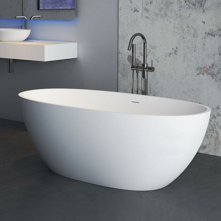 Stone Oval Soaking Bathtub Antique Finish Back to Wall Bath Tub